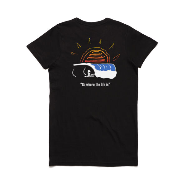 Womens Stickman Surfer Sunset T-Shirt Thumbnail