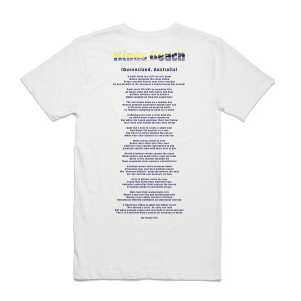 Mens Kings Beach Poem (by Trevor Till) White T-Shirt Thumbnail